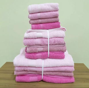 Набор из 4-х махровых полотенец Hasir Pembe из хлопка 70х140