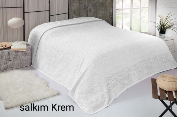 Махровая хлопковая простынь salkim desen кремового цвета 160х220
