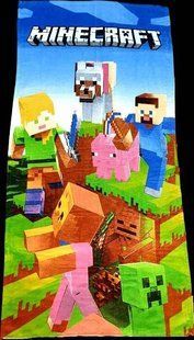 Пляжное полотенце детское Minecraft велюр/махра