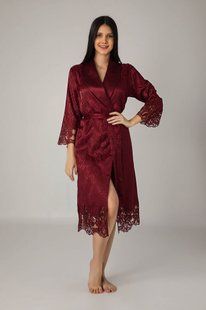 Довгий жіночий халат без капюшона ns 15060 bordo 3XL