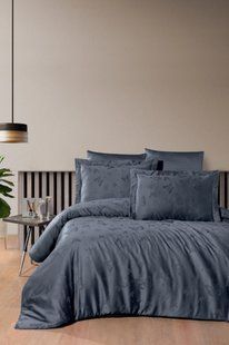 Постільна білизна Corina denim із однотонного сатинового жаккарду Євро