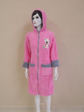 Розовый женский халат на молнии с Мишуткой Welsoft S