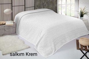 Махровая хлопковая простынь salkim desen кремового цвета 200х220