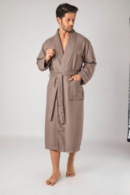 Длинный мужской халат без капюшона ns 12680 a. kahve 4XL