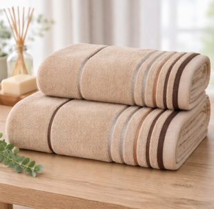 Махровое полотенце , 100% хлопок Jacquard бежевое &mdash; 500 г/м&sup2; 70х140