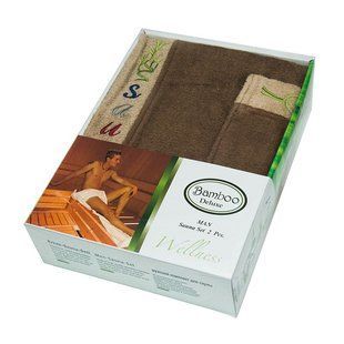Бамбуковый набор для сауны мужской Gursan коричневый