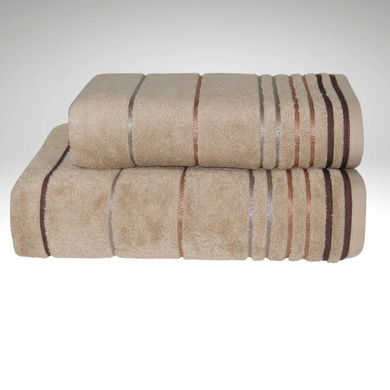 Махровое полотенце , 100% хлопок Jacquard бежевое &mdash; 500 г/м&sup2; 70х140