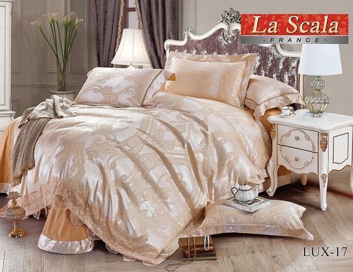 Постельное белье жаккард шелковый La Scala LUX-16 с шелковой вышивкой Полуторный