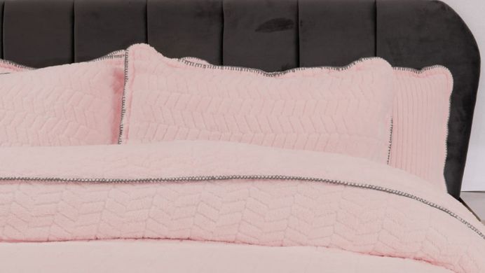 Розовый плед-покрывало с наволочками в дизайне Косичка Welsoft 220х240