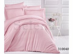Однотонный пудровый постельный комплект белья из сатина Stripe Семейный