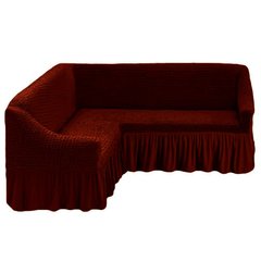 Натяжний декоративний чохол на кутовий диван шоколад (9)