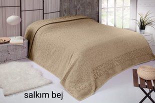 Махровая хлопковая простынь salkim desen бежевого цвета 200х220