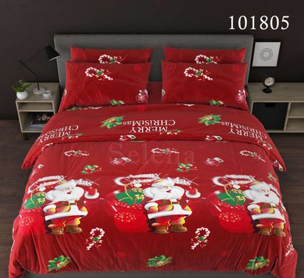 Новогодний бязевый комплект постельного белья Рождественские подарки Полуторный