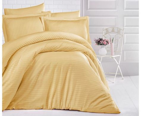 Однотонне постільна білизна Stripe Sateen Hardal жовте Полуторний