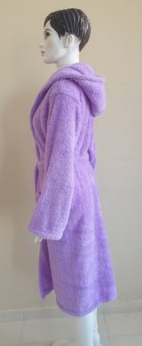 Длинный фиолетовый женский халат с капюшоном Welsoft S