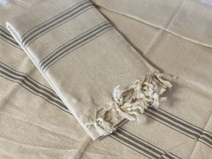 Пляжное полотенце Peshtemal серо-бирюзовое тонкая полоска