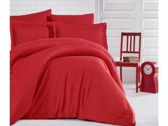 Однотонное постельное белье Stripe Sateen kirmizi красный Семейный