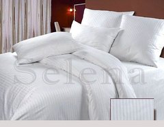 Однотонный белый постельный комплект белья из сатина Stripe Семейный