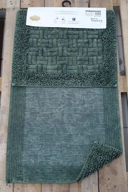 Комплект махровых ковриков для ванной Vintage Mosso Cotton темно зеленый