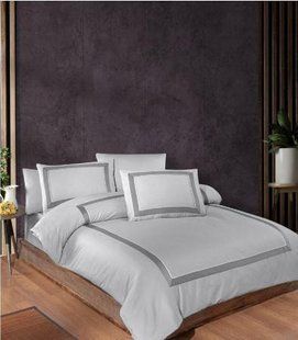 Сатиновое постельное белье де люкс Belezza grey Евро