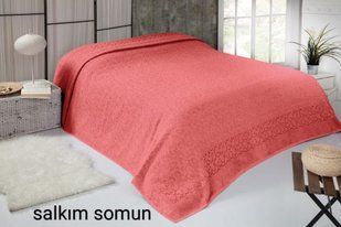 Махровая хлопковая простынь salkim desen персикового цвета 200х220