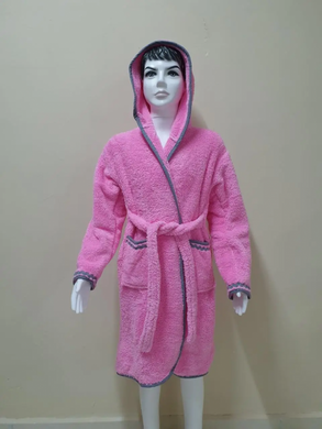 Рожевий дитячий махровий халат зі смужками Welsoft 9-10 років