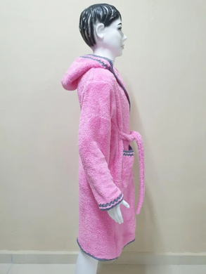 Розовый детский махровый халат с полосками Welsoft 9-10 лет