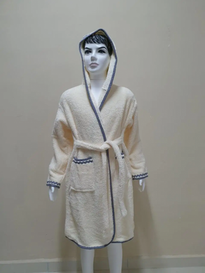 Кремовий махровий халат Welsoft для підлітків зі смужками 11-12 років