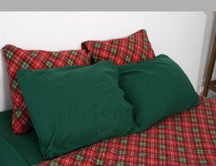 Фланелевое постельное белье Клетки green Двуспальный