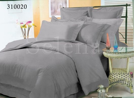 Однотонный серый постельный комплект белья из сатина Stripe Полуторный