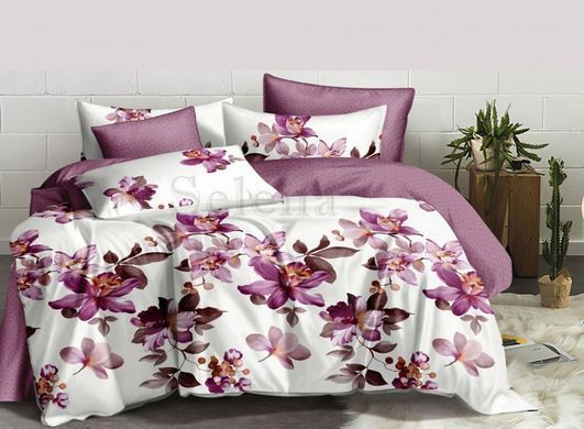 Постільний комплект білизни Танець орхідей з сатину Євро