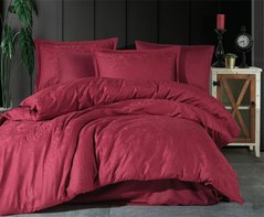 Комплект постельного белья сатин бордовый жаккардовый Hemera v2 Евро