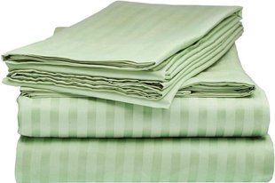 Однотонна постільна білизна сатин Home Stripe Mint зелене Двохспальний