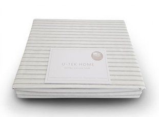 Простынь на резинке Grey 20 Stripe U-tek хлопок Hotel Collection серая 200х220