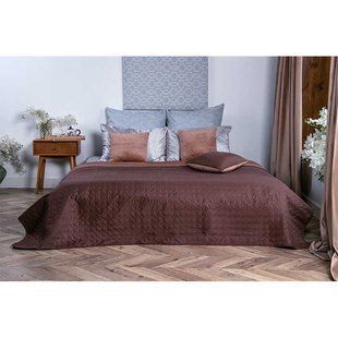 Велюровое стеганое покрывало VeLour Cappuccino кофейное 220х240