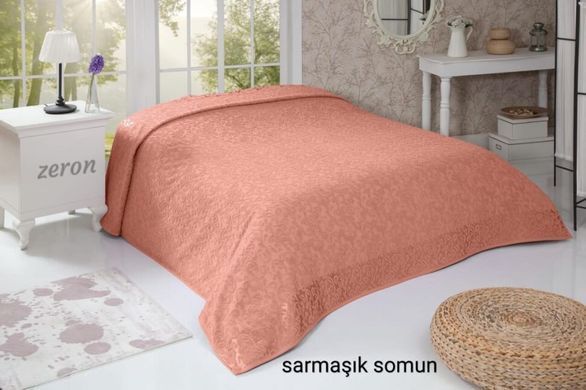 Махровая хлопковая простынь sarmasik desen персикового цвета 160х220