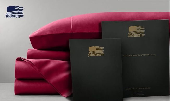 Простынь на резинке Wine Red сатиновая Jefferson красная 180х200