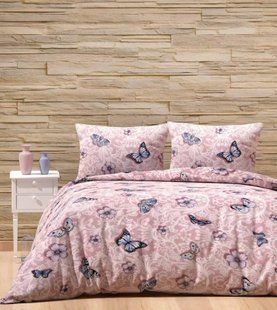 Комплект постельного белья хлопок Butterfly светло - розовый Двуспальный