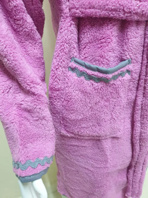 Бузковий дитячий махровий халат зі смужками Welsoft 5-6 років
