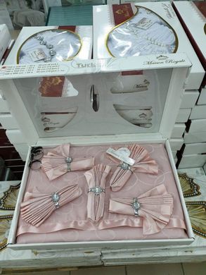 Розовая скатерть + набор салфеток 35х35, жаккард