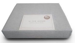 Простынь на резинке Melange Grey Stripe U-tek хлопок Hotel Collection серая 200х220