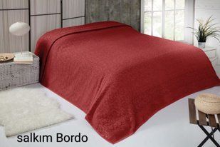 Махровая хлопковая простынь sarmasik desen бордового цвета 200х220