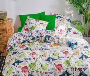Постельное белье для подростка бязь Dino зеленое