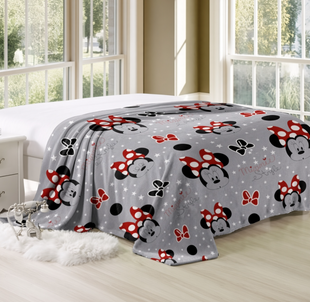 Плед серый мягкий велсофтовый Мышки микрофибра 150x210