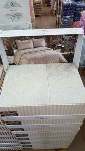 Жаккардовое покрывало кремовое Meyra damask Krem