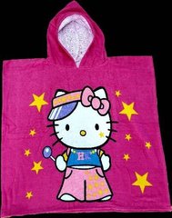 Пляжное детское полотенце панчо розовое Хелов Китти