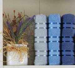 Комплект из трех полотенец Cotton Stripe Mikro Delux в синем цвете 70х140