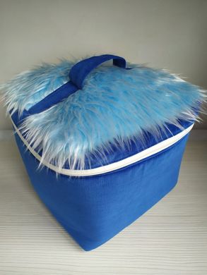 Текстильний бокс - органайзер для іграшок і речей Rizo синя з блакитним хутром 30х30