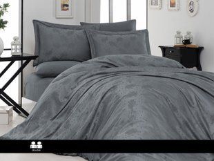 Постельное белье Marelda dark grey из однотонного сатинового жаккарда Евро