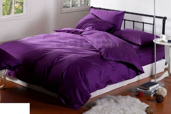 Однотонний фіолетовий постільний комплект білизни з сатину Stripe Полуторний
